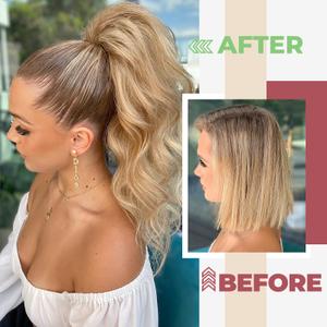 FELENDY 18" Ponytail Extension Small Claw Clip Curly Ponytail Hair Extensions Jaw Clips Long Wavy Pony tail Hairpiece for Women Synthetic Ash Blonde Mix Light Bleach Blonde