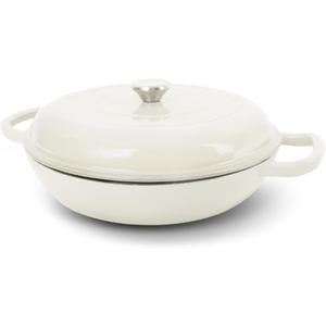 Enameled Cast Iron Dutch Oven, 3.8 Quart Pot With Lid, Non-Stick, Round, Oven Safe up to 500F for Marinate, Cook, Bake, Refrigerate and Serve - Cream White