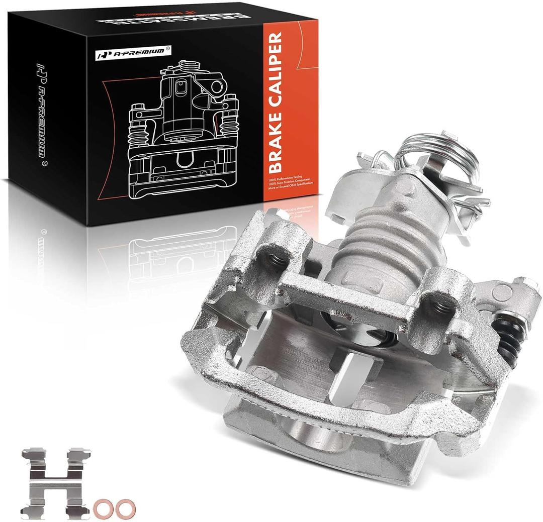 A-Premium Disc Brake Caliper Assembly with Bracket Compatible with Select Chevy, Pontiac and Saturn Models - Malibu 2004-2012, Cobalt 2005-2008, HHR 08-10, G5, G6, Pursuit, Aura, Ion - Rear Passenger