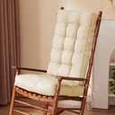 IPYNBAP Rocking Chair Cushion, Waterproof and Fade-Resistant Patio Chair Cushions, Tufted Chair Pads for Rocker Furniture, 18x18 Inch, Indoor/Outdoor Seat Cushions with Ties, Beige