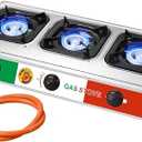 Vivicreate 3 Burner Propane Gas Stove 30000 BTU Stainless Steel Cooktop with Enamel Pan Supports Electronic Ignition for Outdoor Cooking Camping BBQ Estufa de Gas Portátil Fogón de Gas
