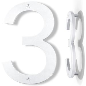 10 Inch White House Numbers for Outside, Large Floating Home Address Numbers, Modern Outdoor House Number for Wall Street Garage Gate (3)