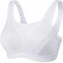 ZeroBound Women's Sports Bra High Impact Large Bust Full Coverage Workout Bras Adjustable Wirefree NO Padded Bra (White, L)