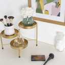 Kate and Laurel Finn Modern Tri-Level Plant Stand, 7.25 x 7.25 x 10, Gold, Indoor Multi-Tiered Plant Stand for Tabletop