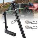 Truck Flag Pole Kit with Trailer Hitch Holder - 5FT Heavy Duty Tangle Free Flagpole for Trucks,Upgraded Windproof Holder with Longer Sleeve for Truck,Pickup,Jeep (Black)