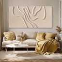 Hue7Art Neutral Tone Abstract Hand Painting Canvas Wall Art with Sculptural Organic Lines Modern Minimalist Artwork for Living Room Bedroom Office Wall Decoration 29x58 Inch
