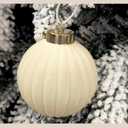 15PCS White Velvet Flocked Christmas Ornaments, 3.15" Shatterproof Matte Balls for Xmas Tree Decor, Elegant Luxury Holiday Ornaments (Beige)