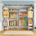 Ulif E4L L-shaped Clothing Rack for Corner, Heavy-Duty Freestanding Garment Rack, Metal Clothes Storage Organizer System with Shelves and Hangers, Max Load 962lbs, 42.7" W x 42.7" D x 79.3" H, White