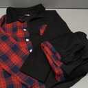 Boy Clothes Fall Winter Outfits Long Sleeve Plaid Patchwork Button Down Shirt + Casual Pocket Sweatpants (11-12 Years, Red)