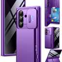 TONGATE Wallet for Z Fold 7 Case with Privacy Screen Protector, [4-Card Holder][Anti Spy] Built-in Large Stand & Slide Camera Cover Z7 Shockproof Phone Case for Samsung Galaxy Z Fold 7 2025 8", Purple