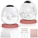 Lulia Wearable Breast Pump, Electric Hands Free Pump with 4 Modes and 9 Levels, Strong Suction, Painless, BPA Free, Breastfeeding Pump with 17/19/21/24MM Flanges(2 Packs)