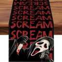Halloween Horror Classic Movie Table Runner, Scream Grim Reaper Kitchen Dining Table Decoration, Scary Burlap Indoor Outdoor Home Decor Party Supply 13 x 60 Inches