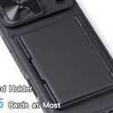  for iPhone 16 Pro Case with Card Holder & Kickstand & Slide Camera Lens Cover, Silicone Edge Rugged Shockproof Protective Phone Case Cover for iPhone 16 Pro 6.3'' 2024, Black