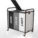 3-Compartment Laundry Cart with Lockable Wheels & Lid 180L Large Wheeled Laundry Basket Heavy-Duty Sorting Organizer for Laundry Room 