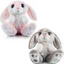 My OLi 2 Pack Easter Bunny Stuffed Animals 7 Inch Small Stuffed Bunny Soft Plush Rabbit Toys with Floppy Ears Bedtime Friend Soft Toy Easter Gifts for Kids Girls & Boys, Gray & Pink