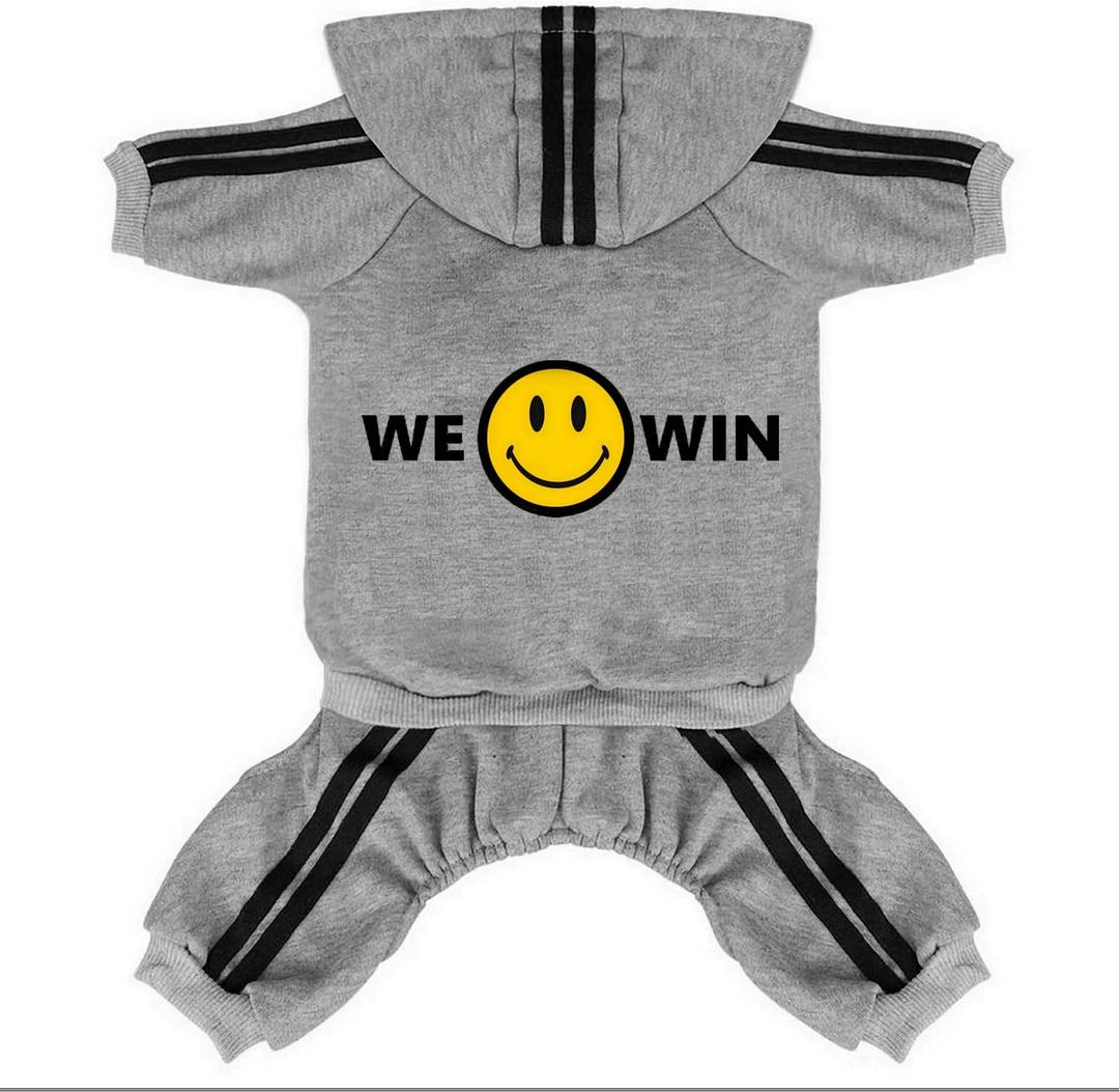 Cute Dog Hoodie Sweater Tracksuit Coat Jacket Winter Pajamas Jumpsuit Clothes Clothing 4-Legs Grey for Cat Puppy Small Medium Big All Type Dogs (X-Large)