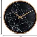 Bernhard Products Modern Wall Clock 13 Inch Noiseless Silent Non Ticking Decorative Stylish Black Marble Look and Metal Rose Gold Frame for Home Kitchen Office Living Room Bedroom