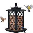 Byvivace Large Bird Feeders, Hanging Bird Feeders for Outdoors, 3.2lb Capacity Lantern Wild Bird Feeders for Outside Hanging, Black