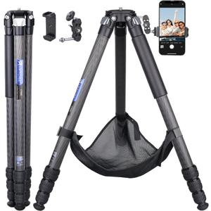 Compact Carbon Fiber Tripod with Stone Bag ARTCISE CT80C Heavy Duty Travel Camera Stand for Canon Sony Nikon DSLR Camcorder,Max Load 55lbs(Extra Gift:Stone Bag,CNC Magic arm, CNC Phone Clip)