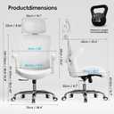 Ergalithic Office Home Ergonomic Desk Chair-Computer X-Shaped Chair Mesh PU Leather with Adjustable Lumbar Support-Executive Chair High Back with Headrest Flip-Up Arms for Long Hours (White)