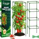 Legigo 2 Pack Square Tomato Cages- 60 Inch Heavy Duty Tomato Trellis for Climbing Plants Outdoor, Tomato Plant Support Stakes Cage Garden Trellis for Garden Raised Garden Bed Cucumbers Vegetables