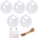 Fillable Clear Christmas Ornaments Balls, 5Pcs 5.5 inch Empty Clear Plastic Ornaments to Fill for DIY Crafts, Christmas Tree Decorations for Home Party Supplies