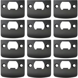 EATAKWARD 12 PCS Door Strike Plate, Black Deadbolt Strike Plate, Stainless Steel Deadbolt Covers Door Reinforcement Kit (Right Angles)