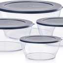 Tupperware Crystal Clear Store & Serve Collection Clearly Elegant 8 Piece Tritan/Copolyester Food Storage Container Set, Dishwasher Safe and BPA Free (4 Bowls, 4 Lids)