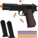 EagleGrove Soft Bullet Toy Gun with Shell Ejecting, Toy Pistol Guns with 50 Foam Bullets, Fake Prop Gun for Halloween Costume/Cosplay, Outdoor Shooting Game Toys Gifts for Christmas Birthday (Woodgrain Black)