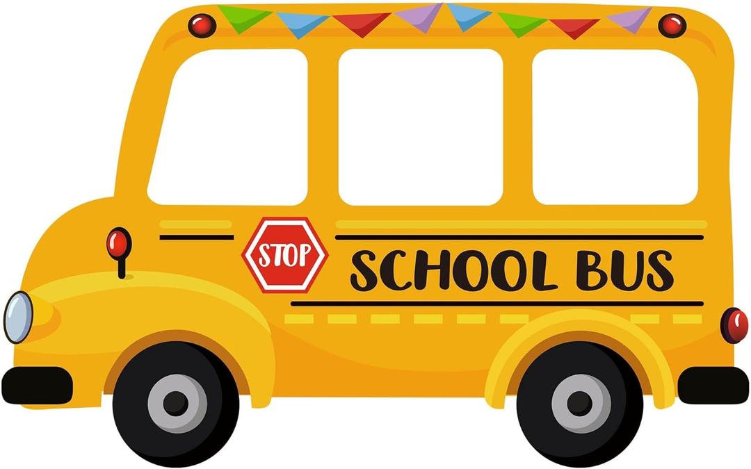School Bus Photo Frame Selfie Back to School Decorations First Day of School Bus Photo Booth Backdrop Personalized Wheels on The Bus Party Sign Selfie Station