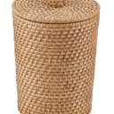 Wicker Trash Can with Liner and Lid - Rattan Trash Can - Wicker Waste Basket for Bathroom, Bedroom, Office - Rattan Waste Basket (2 Gallon, Natural)
