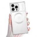 PSIOXY Clear Magnetic Phone Case for iPhone 16 Pro Max Rectangle Silver