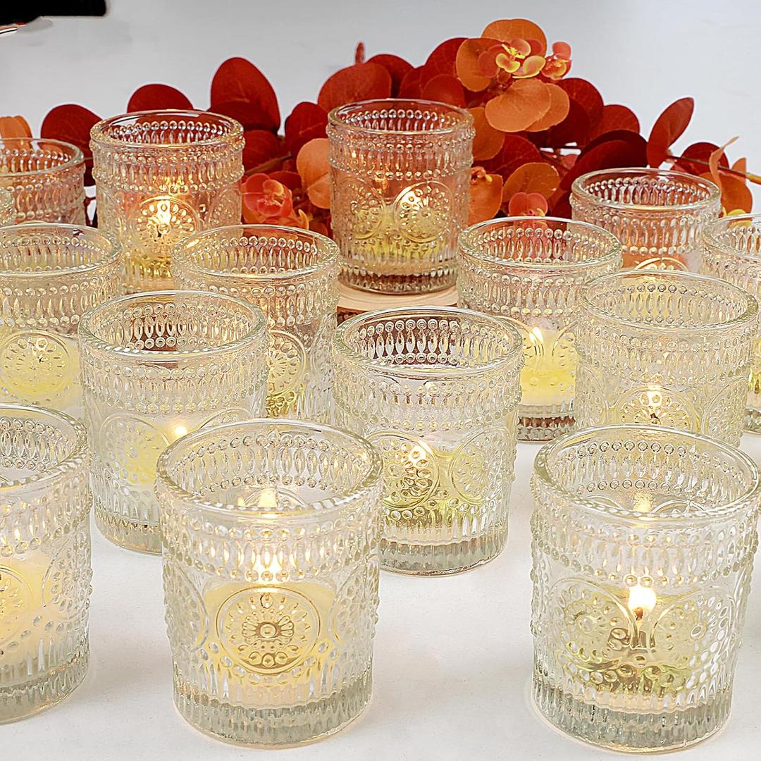 Consevisen Votive Candle Holders 24 Pack, Clear Glass Tealight Tea Lights Candle Holder Bulk for Wedding Centerpieces Table Decorations Birthday Party Christmas Home Decor