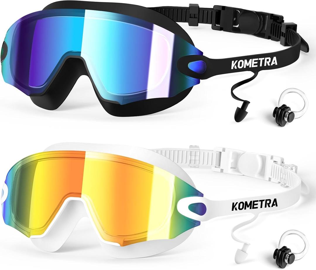 2 Pack Adult Swim Goggles, Frameless Anti-Fog Swimming Goggles | 2 Pack Adult Swim Goggles, Frameless Anti-Fog UV Protection Swim Goggles, Clear Vision Pool Goggles for Men Women