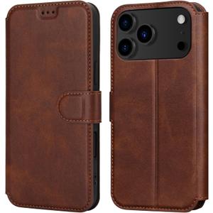 LOHASIC for iPhone 17 Pro Max Case Wallet, Flip Folio Case with Card Holder, [4 Card Slots], PU Leather 6.9" Cover for Apple 17 ProMax Men Women with Kickstand, Brown