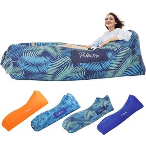 Inflatable Lounger Ergonomic Air Sofa Couch, Portable Beach & Camping Chair, Water Proof Couch for Picnics Hiking Outdoor Music Festivals, Lightweight and Easy Setup (Tropical Jungle)