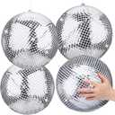 HyDren 4 Set Inflatable Disco Ball with Cover Foldable Hanging Mirror Disco Ornaments for Summer Beach Wedding Birthday Baby Shower Bachelorette Party Indoor Outdoor (12 Inch)