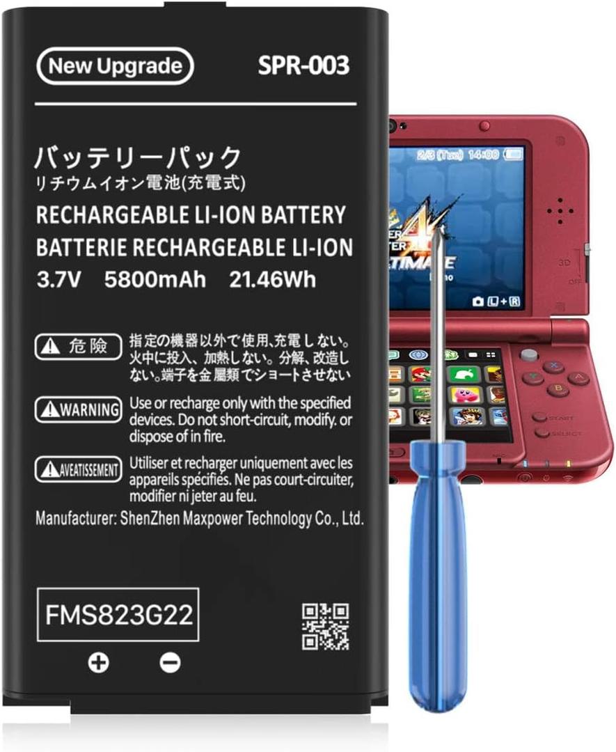 SPR-003 Battery for Nintendo 3DS XL New 3DS XL LL Game Console, (2025 New Version) Ultra High Capacity 5800mAh Li-ion Replacement Battery for Nintendo Switch Game Console SPR-003 Battery
