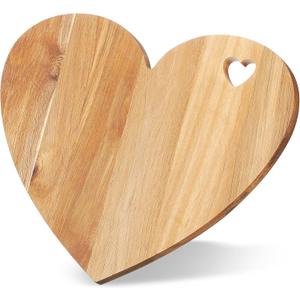 Patelai Valentine's Day Gifts Heart Shaped Cutting Board Acacia Wood Bread Cheese Serving Platter Serving Charcuterie Board for Meat Cheese and Vegetables(Heart Hole Style)