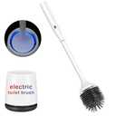 Electric Toilet Brush and Holder Set,Toilet Bowl Brush,Wireless Electric Spin Scrubber,with Silicone Brush Head Self-Cleaning Light and Ventilated Slot Base,USB Charging Cable,Wall Mount Sticker