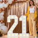 Pooqla 2.4FT Light Up Numbers for 21st Birthday Decorations, Marquee Numbers 2.4 Feet Tall Party Decor for Her Him, Mosaic Big Sign for 21st Birthday Party Backdrop Decor, Warm White Large Number 21