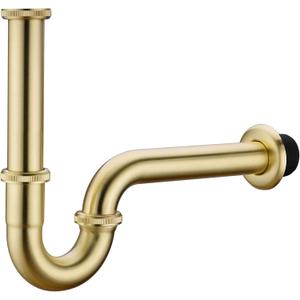 Bathroom Basin Sink U Shape Trap, Brass Core Adjustable Height 1-1/4 Bottle Trap Basin Sink Waste Drain P Trap, General US/CA Standard, Brushed Gold (U3-gold)