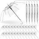 Reginary 30 Pieces Wedding Umbrellas Bulk Auto Open Stick Umbrellas with White European J Hook Handle Windproof Large Canopy Umbrella for Outdoor Wedding Bride Groom Photography Golf 