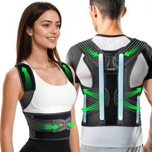 Posture Corrector for Women and Men, Upgraded Back Brace with Enhanced Support, Shoulder Straightener with Cushioned Shoulder Pads & Underarm Strap, Gray Size M (Upper Waist: 35.4"-41.3")