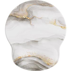 Laborio Ergonomic Mouse Pad Wrist Support, Comfortable Mouse Pad Wrist Rest, Relieve Wrist Pain Gel Mouse pad, Non-Slip Rubber Base Mousepad for Laptop, Computer(White Marble) (9L x 10.6W inches)