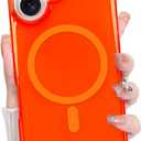 Bonoma for iPhone 16 Case Crystal Clear Back -Orange | Magnetic Support for MagSafe Shockproof Case, High-Duty Protection for Phone Cover