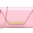 MUDUO Women Patent Leather Fashion Clutch Purses Evening Bag Handbag Christmas gift (Pink)