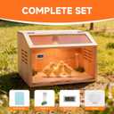 Brooder Box for Chicks Thick Wooden Chicken Brooder Box with Pre-Drilled Holes, Heating Lamp & Thermometer Included, Suitable for Chicks, Ducks, Quails, Hamsters & Small Animals 15.7 x 12 x 12 in