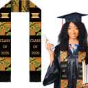 2 x Kente Graduation Stole Class of 2026 African Kente Sash Black Celebrate Culture with The African Graduation Stole