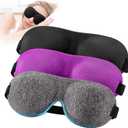 YIVIEW Sleep Mask for Back and Side Sleeper Pack of 3, 100% Light Blocking 3D Eye Masks for Sleeping, Lightweight & Breathable Eye Cover for Women Men, Zero Pressure Night Blindfold (Purple & Black & Gray)